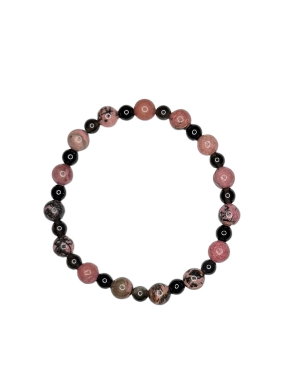 Rhodonite and glass bracelets handmade stretchy